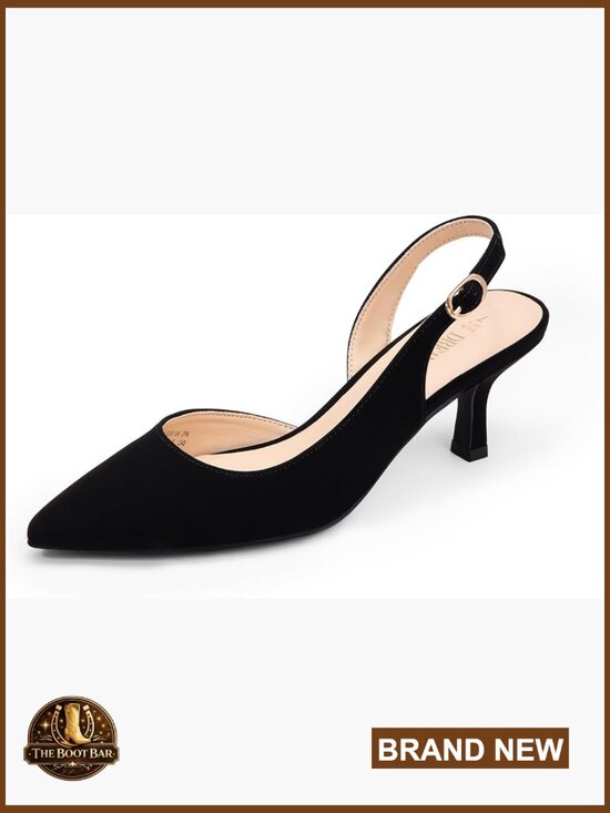 Shoes - Women's Kitten Heel Slingback Pumps Pointed Toe Wedding Party Dress Shoes
